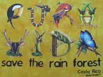 save the rain forestの看板